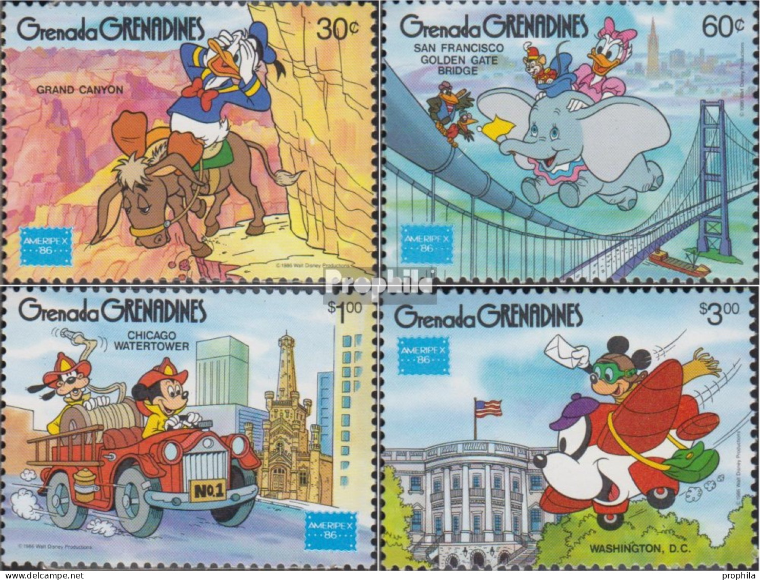 Grenada-Grenadinen 762-765 (kompl.Ausg.) Postfrisch 1986 Walt-Disney-Figuren - St.Vincent Y Las Granadinas