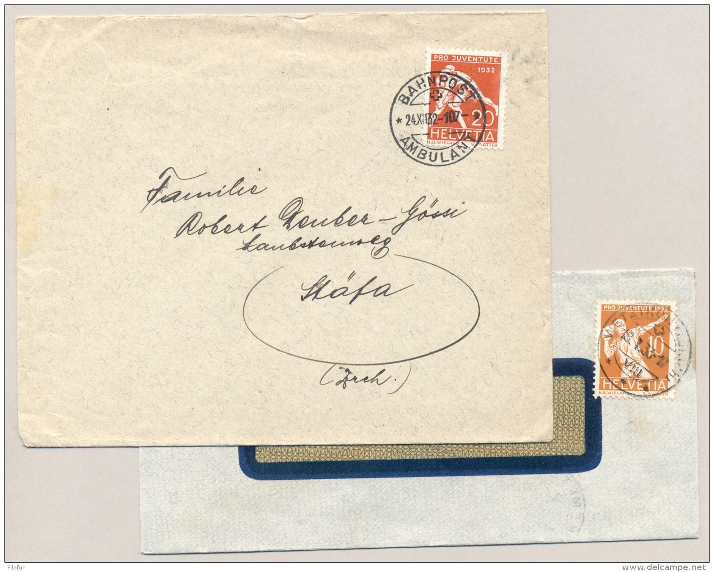 Schweiz - 1932/3 - 10c En 20c Pro Juventute On 2 Covers - Sport Athletics - Brieven En Documenten