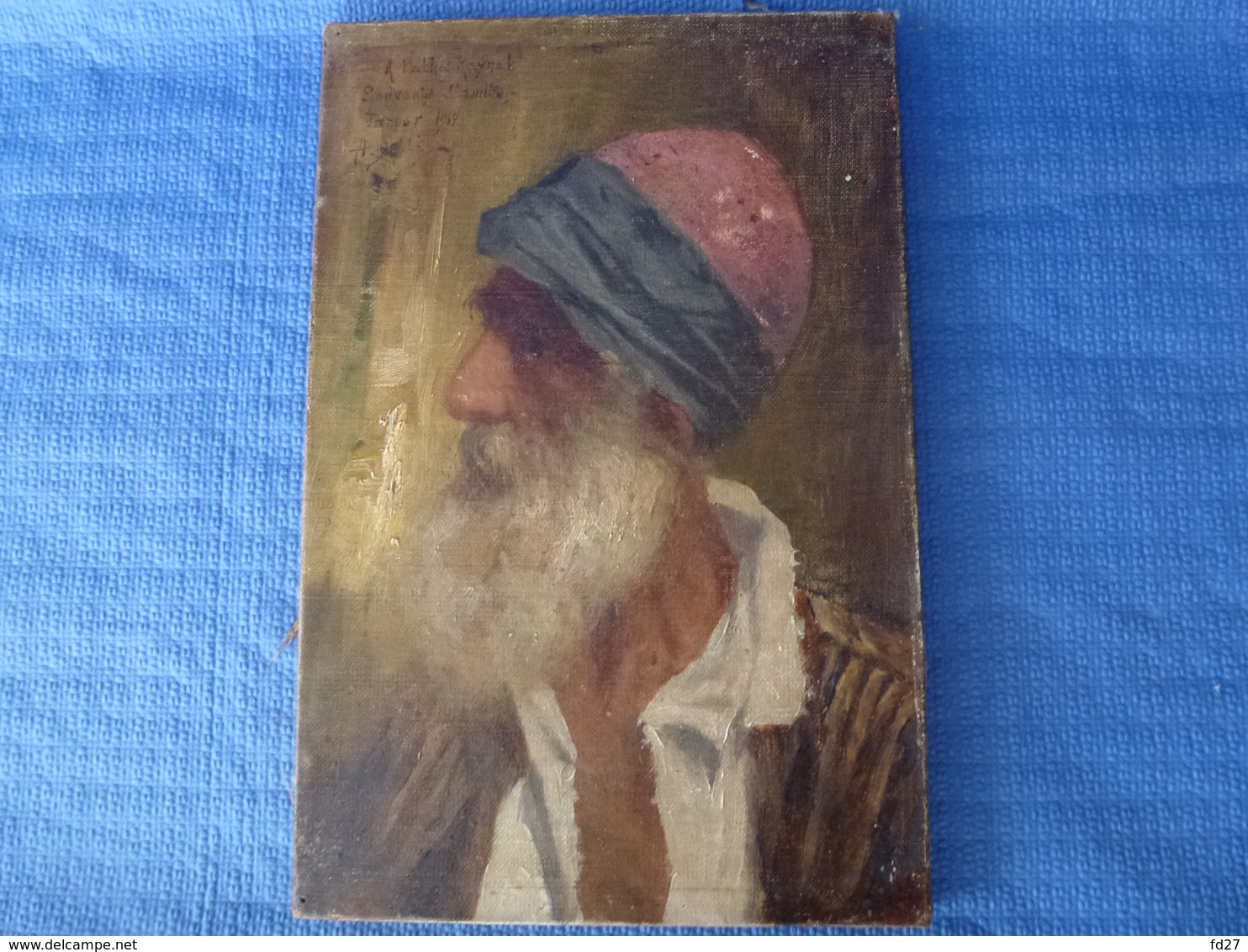 Ecole Française - 1919 -  "Portrait D'un Vieux Marocain " - Huile Sur Toile - 33 X 22 Cm - Huiles