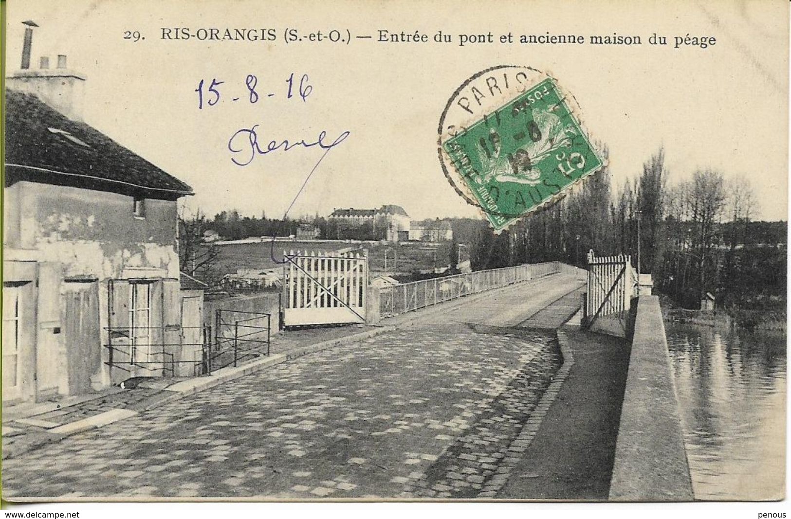 RIS ORANGIS  Entrée Du Pont Et Ancienne Maison Du Péage (carte Rare) - Ris Orangis