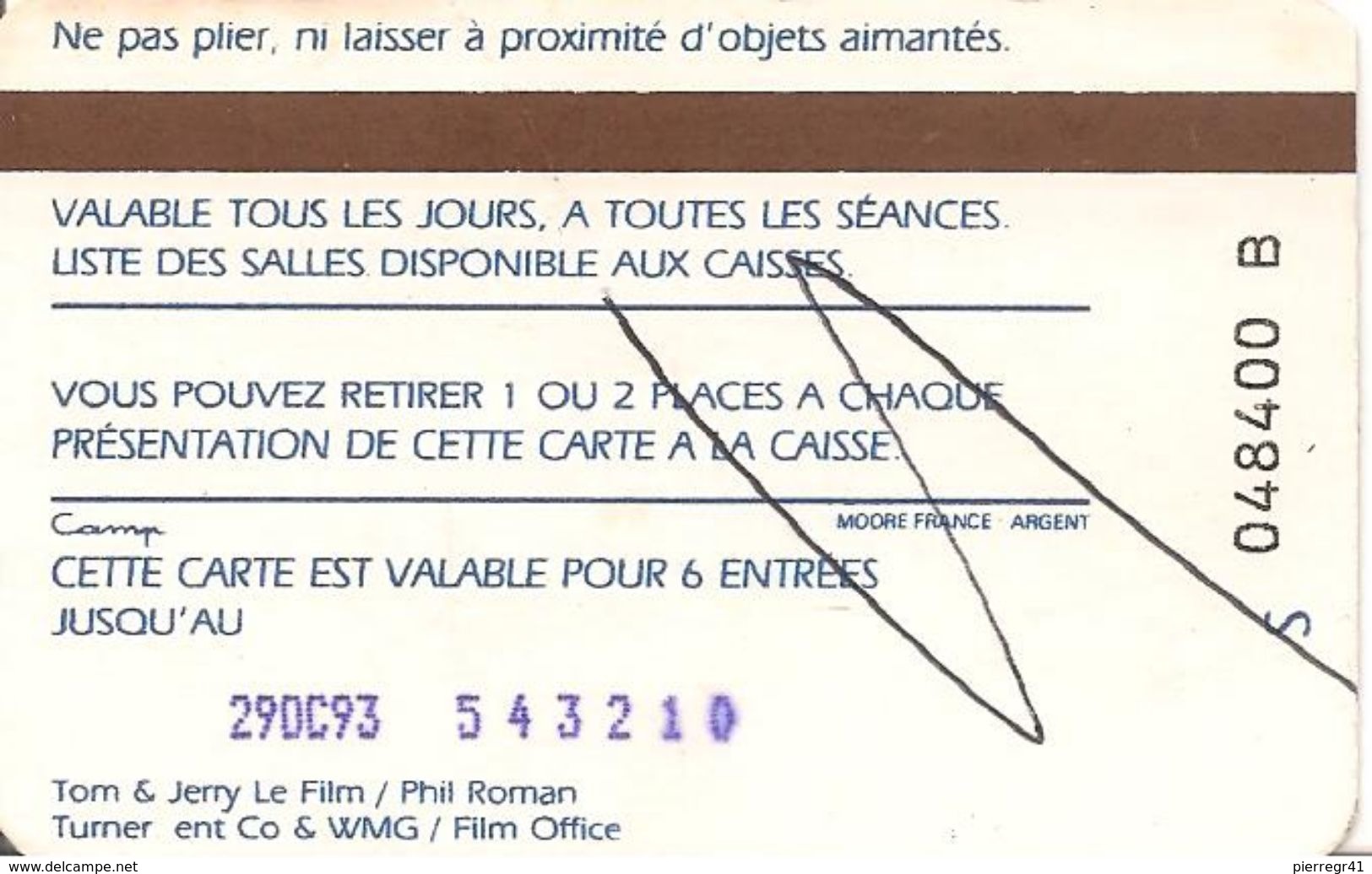 TICKET-MAGNETIQUE--CINEMA-UGC-U14-1993-TOM & JERRY-Le FILM-TBE-TRES RARE - Tickets D'entrée