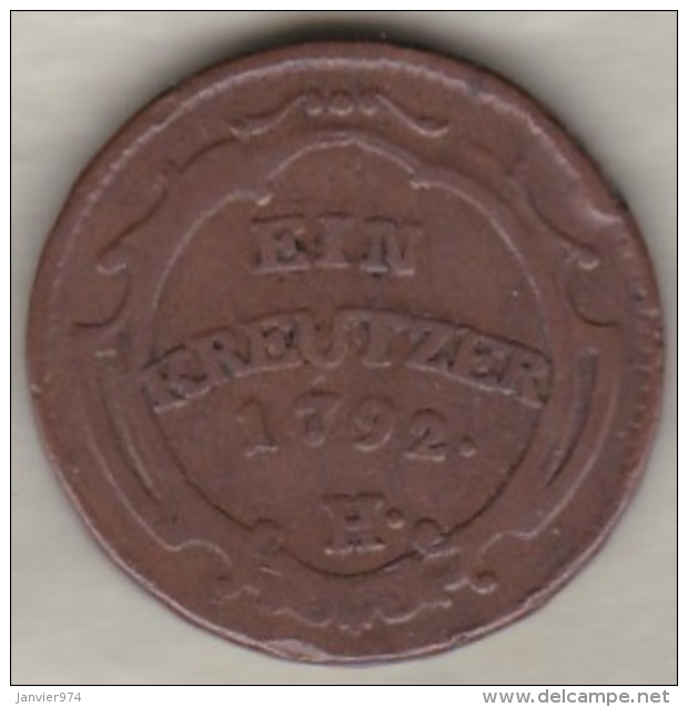 Empire Autrichiens. 1 Kreuzer 1792 H (Guntzbourg) Leopold II . KM# 16. Tres Rare. - Autriche