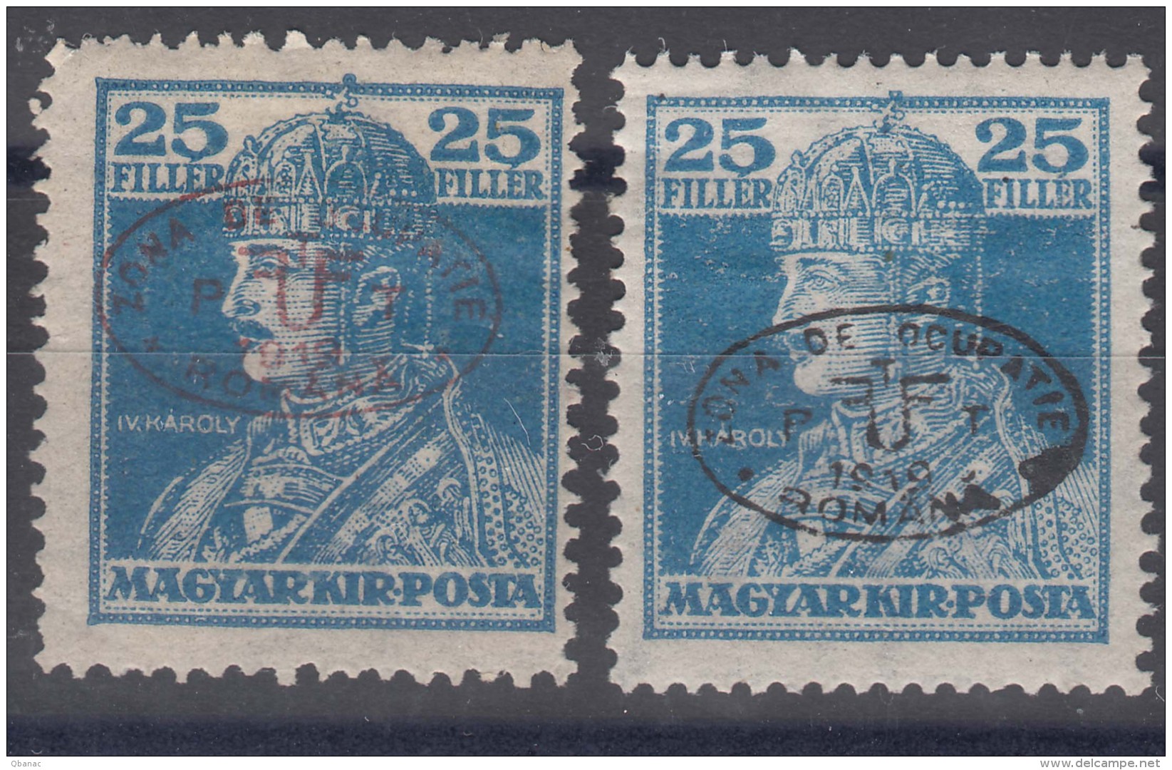 Hungary Debrecen Debreczin 1919 Mi#40 A And B - Red And Black Overprint, Mint Hinged - Debreczen