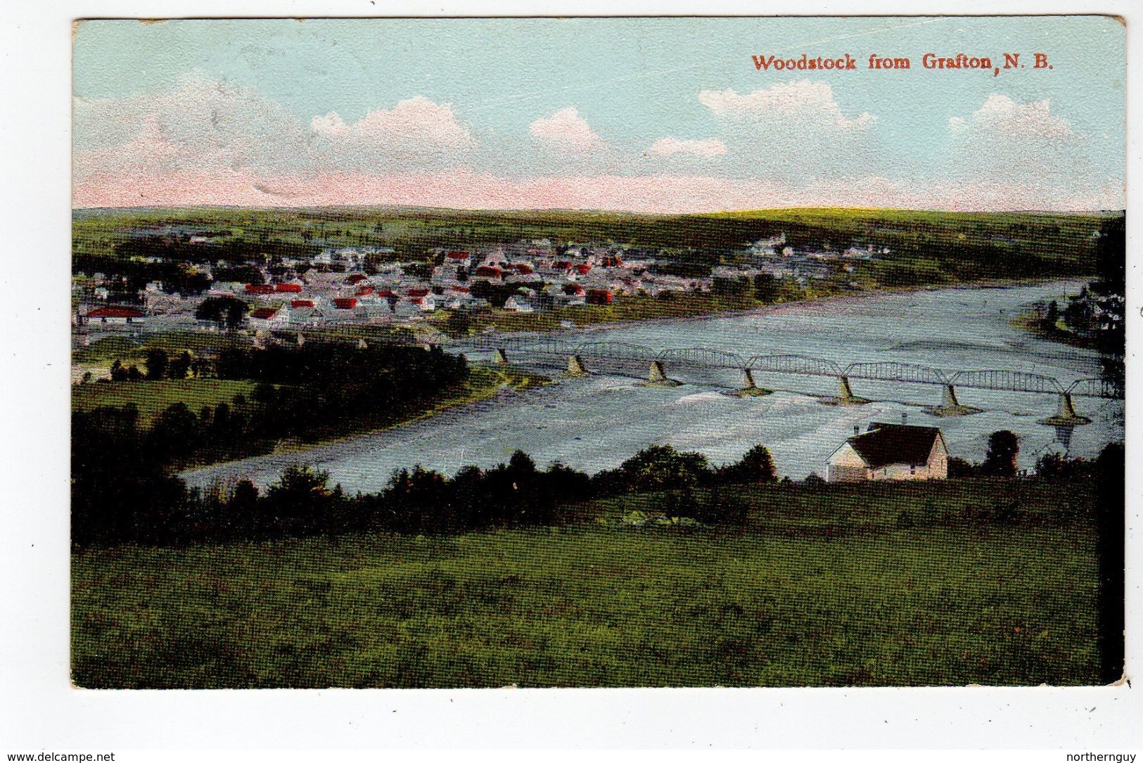 WOODSTOCK, New Brunswick, Canada, View From GRAFTON, 1908 Nerlich Postcard, S/R Victoria NB - Autres & Non Classés
