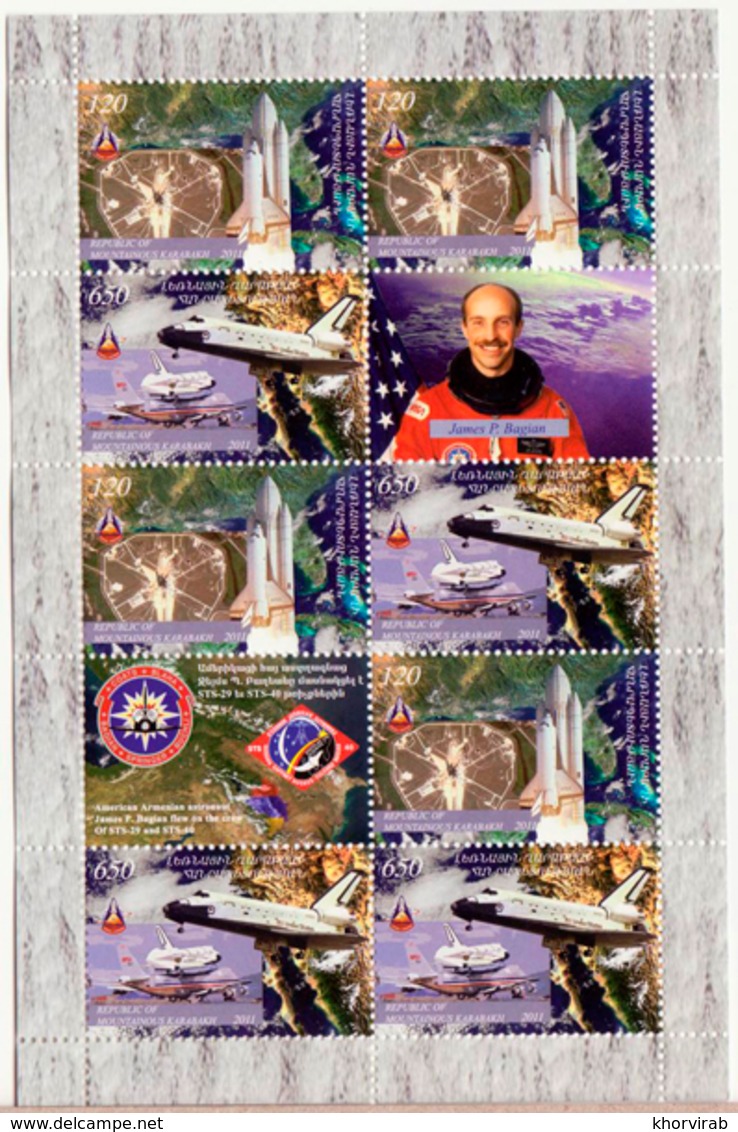 ARTSAKH NAGORNO MOUNTAINOUS KARABAKH ARMENIA 2011 SHUTTLE SPACE USA C)MBO SHEETLET MNH - Asia (Other)