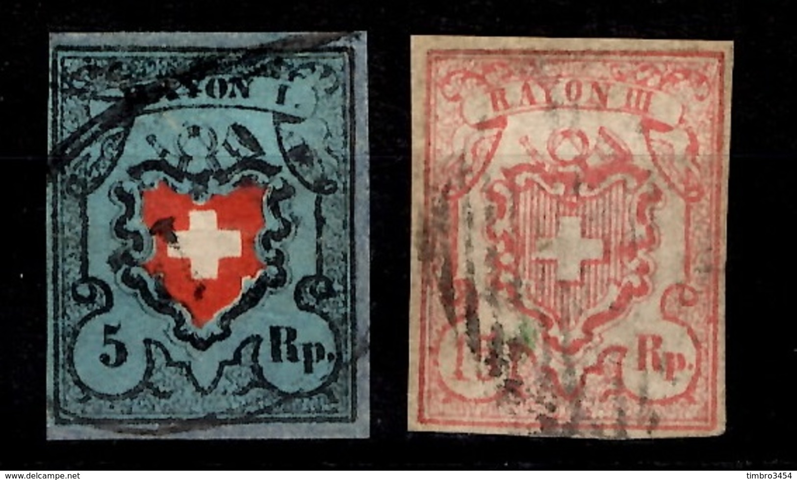 Suisse YT N° 20 Et 23 Oblitérés. A Saisir! - 1843-1852 Federal & Cantonal Stamps