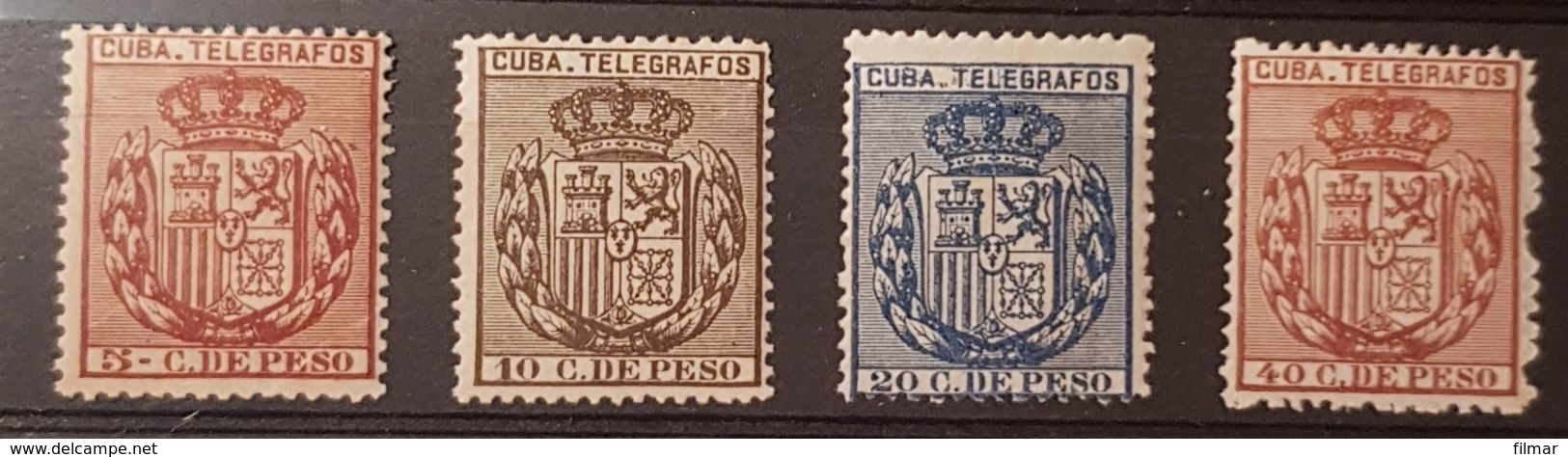 Cuba Telegrafos N° 77/80. Sin Charnela. - Cuba (1874-1898)