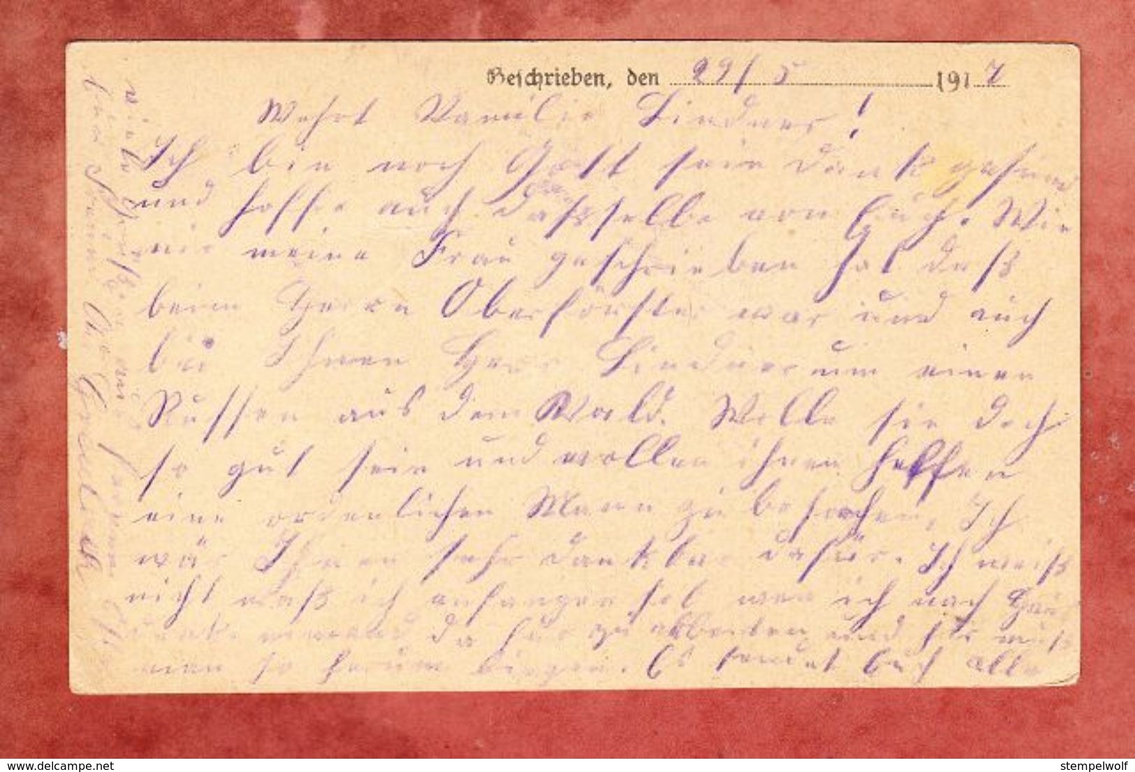 Feldpostkarte, Nach Sobernheim 1917 (47780) - Lettres & Documents