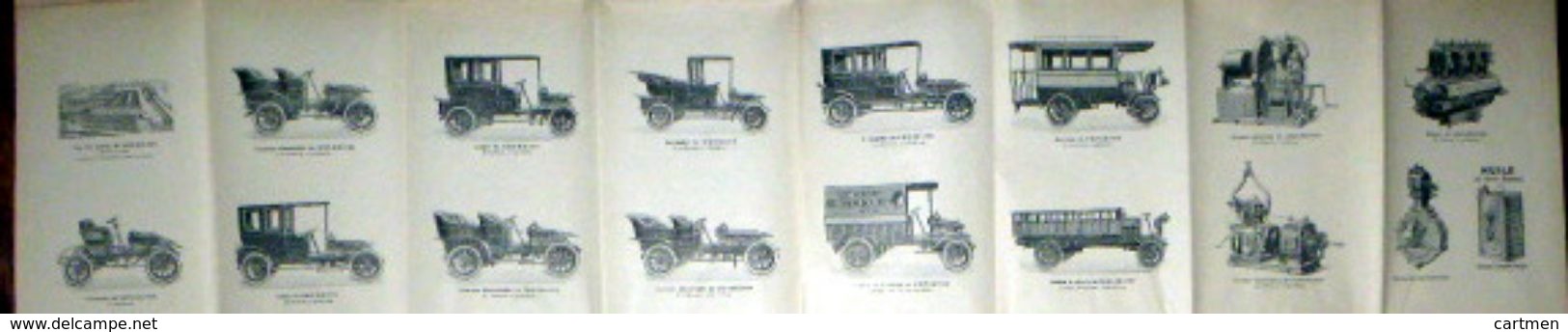 DE DION BOUTON 1910 GRANDE CARTE ILLUSTREE CENTRE DE LA FRANCE NOMBREUSES GRAVURES AUTOMOBILES - Cars