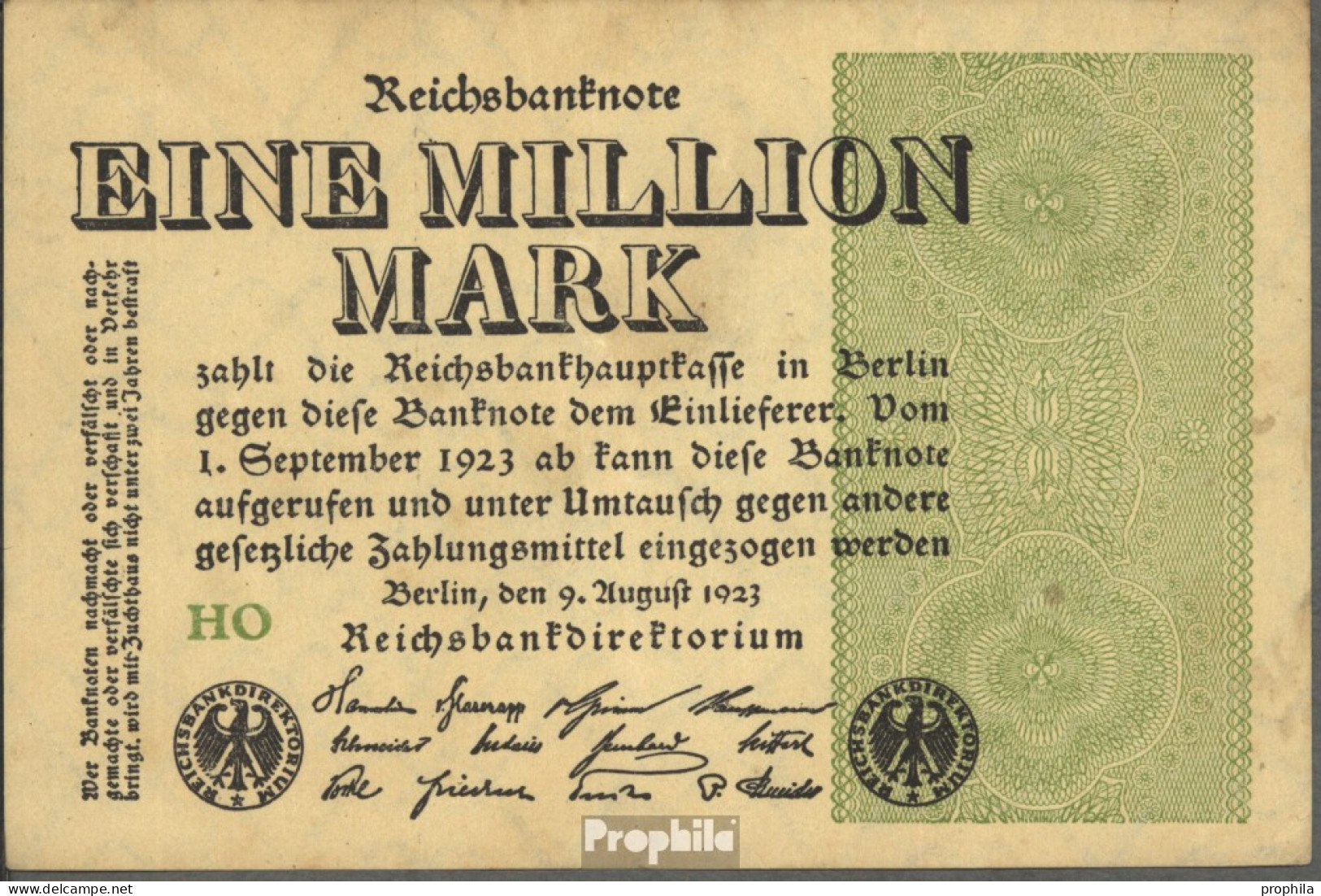 Deutsches Reich RosbgNr: 101c Wz. Gitter Mit 8 Bankfrisch 1923 1 Millionen Mark - 1 Million Mark