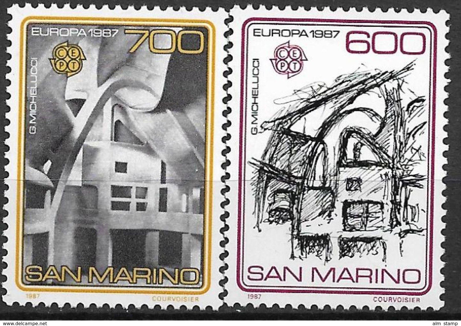 1987 San Marino Mi. 1354-5 **MNH  Europa: Moderne Architektur. - 1987