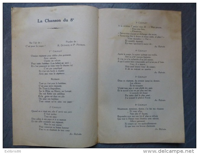 MILITARIA : La Chanson Du 8ème (paroles ; Air De C'est Pour La Payse) ; Ref VP41 - Partitions Musicales Anciennes