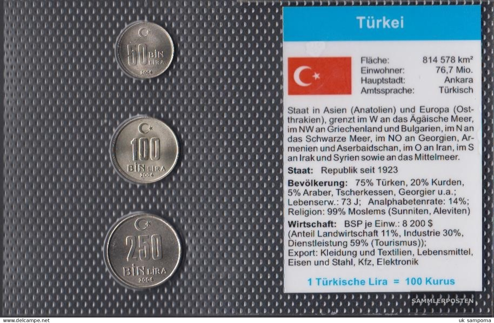 Turkey 2004 Stgl./unzirkuliert Kursmünzen Stgl./unzirkuliert 2004 50.000 Until 250.000 Lira - Turkey