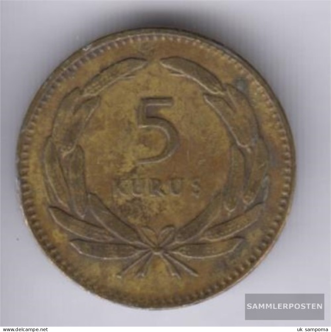 Turkey Km-number. : 887 1956 Very Fine Brass Very Fine 1956 5 Kurus Sickle Moon And Star - Turkey