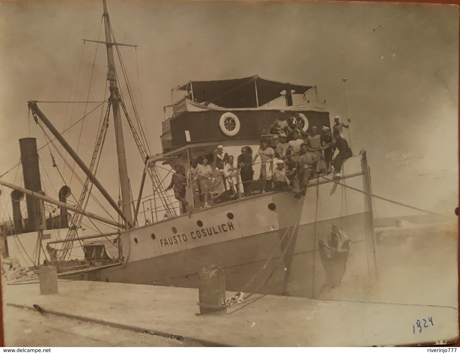 Old Orig. Photo 1924 Ship Steamer Piroscafo FAUSTO COSULICH In Porto Trieste Trst Italia - Autres & Non Classés