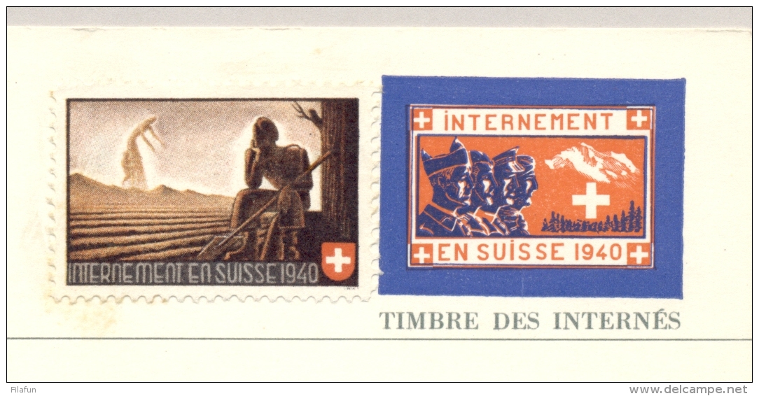 Schweiz - 1940 - Carte Postale Militaire - For POW Internement En Suisse + Extra Label - Not Used - Documenten