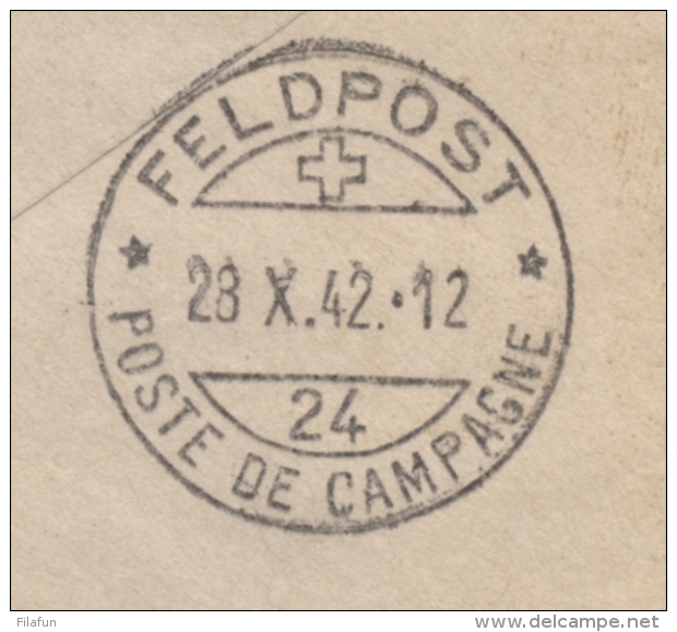 Schweiz - 1942 - 40c Officiel-stamp On Express Cover From Feldpost De Campagne - Armeeflugpark - Documenten