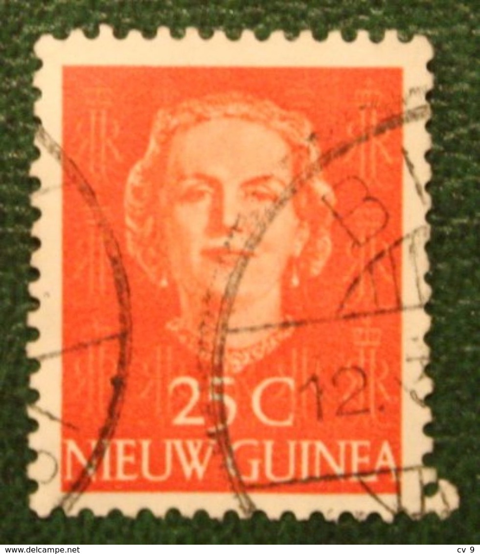 Kon. Juliana En Face 25 Ct NVPH 12 1950-52 Gestempeld Used NIEUW GUINEA NIEDERLANDISCH NEUGUINEA NETHERLANDS NEW GUINEA - Nederlands Nieuw-Guinea