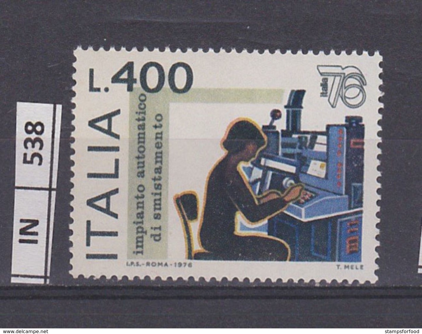 ITALIA REPUBBLICA, 1976	Esposizione Filatelia L. 400 Nuovo - 1971-80:  Nuovi