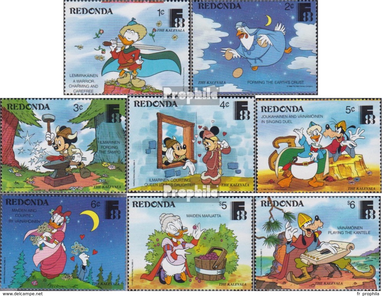 Redonda 278-285 (complète.Edition.) Neuf Avec Gomme Originale 1988 Walt-disney-personnages - Kalevala - Antigua Et Barbuda (1981-...)