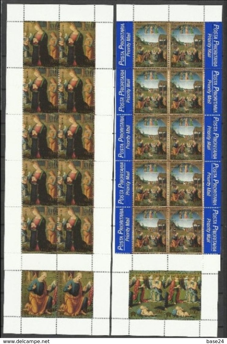 1999 Vaticano Vatican NATALE (con Prioritaria)  CHRISTMAS 10 Serie Di 4v. In Minifoglio MNH** Minisheet - Natale