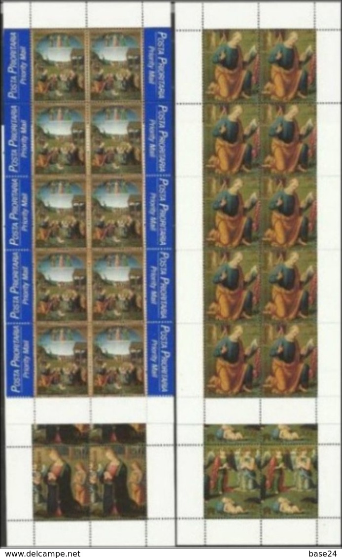 1999 Vaticano Vatican NATALE (con Prior.) - CHRISTMAS 10 Serie Di 4v. In Minifoglio MNH** Minisheet - Natale