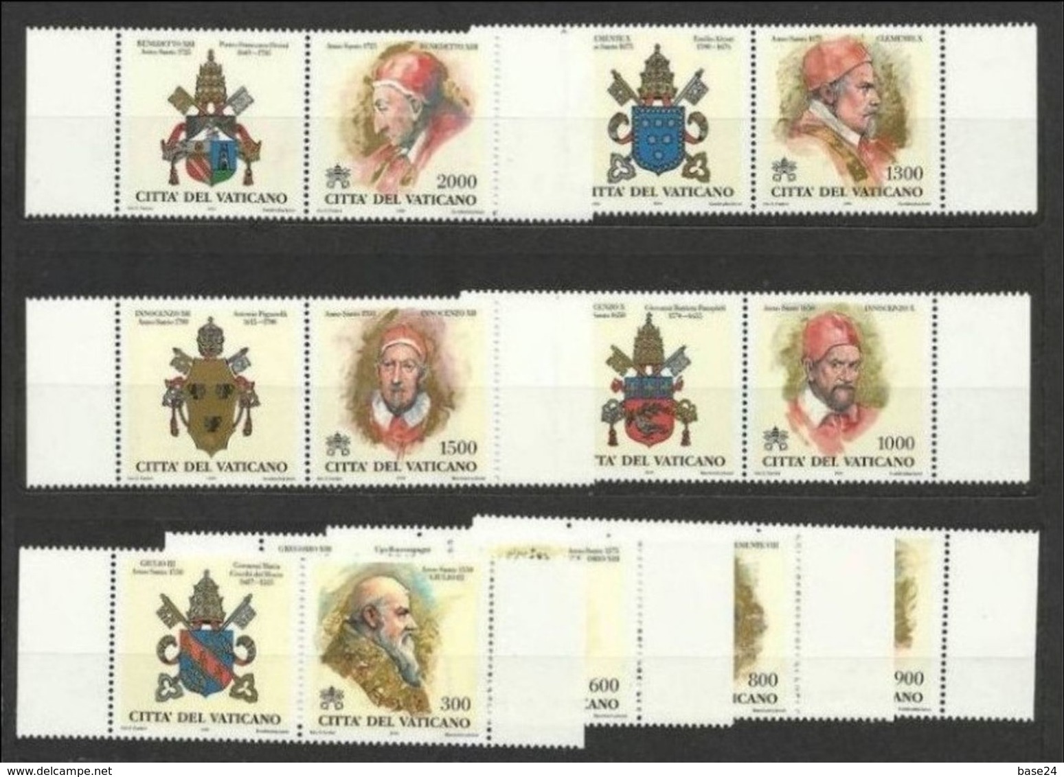 1999 Vaticano Vatican PAPI (con App.)  POPES Serie Di 8v. MNH** - Papi