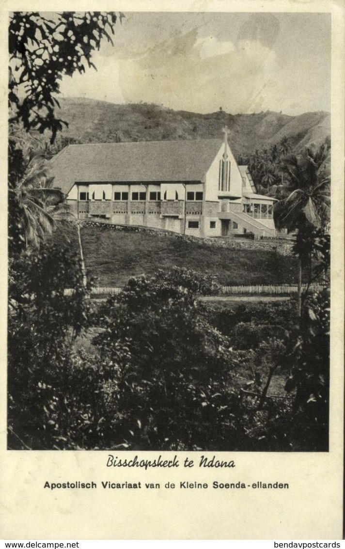 Indonesia, Lesser Sunda Islands, NDONA, Bishop Church 1939 Uden Mission Postcard - Indonésie