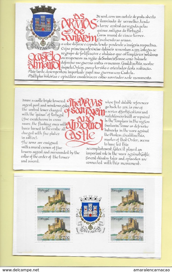 TIMBRES - STAMPS - CARNET - PORTUGAL - CHATEAUX ET ARMES DU PORTUGAL - ARMES DE SANTARÉM - CHATEAU DE ALMOUROL - Carnets