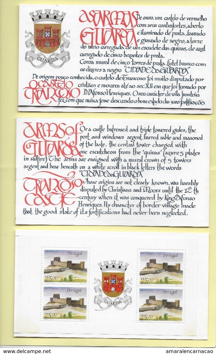 TIMBRES  - STAMPS -(CARNET) - PORTUGAL - CHATEAUX ET ARMES DU PORTUGAL - ARMES DE GUARDA  - CHATEAU TRANCOSO - Carnets