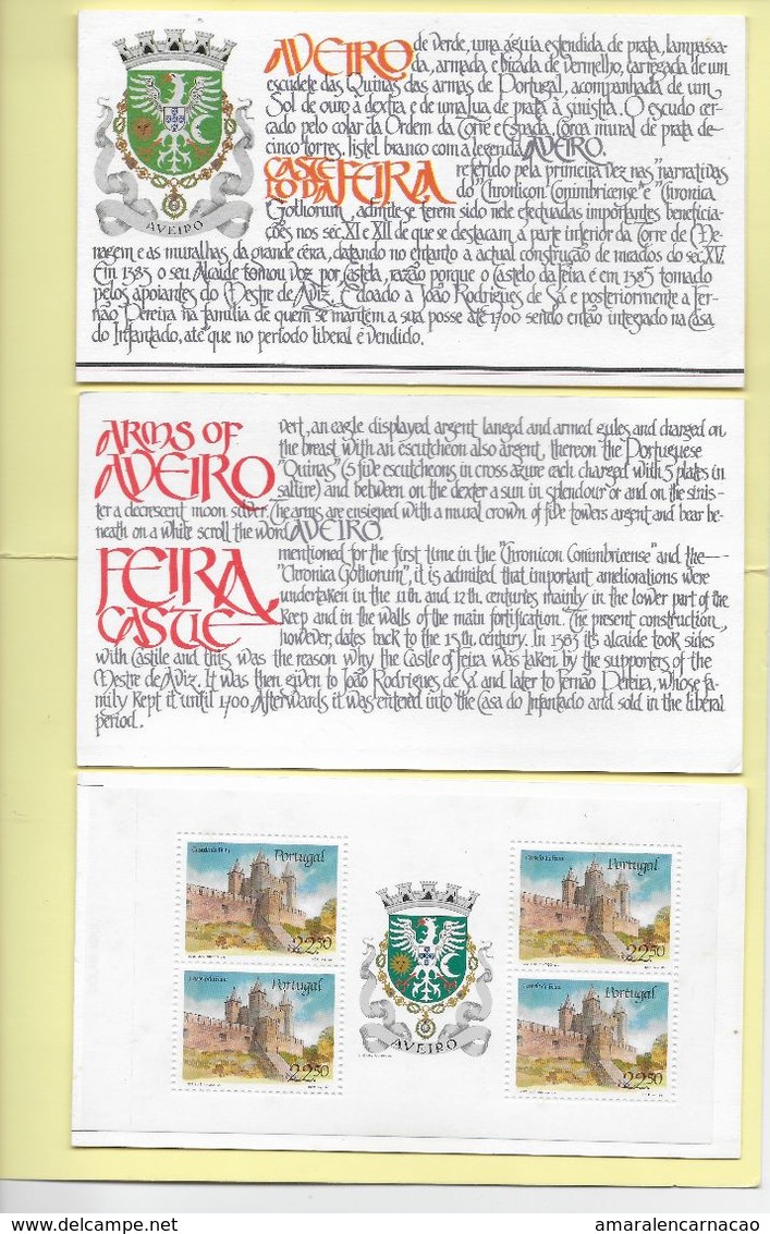 TIMBRES  - STAMPS - (CARNET) - PORTUGAL - CHATEAUX ET ARMES DU PORTUGAL - CHATEAU AVEIRO - ARMES DE CASTELO  DA FEIRA - Booklets