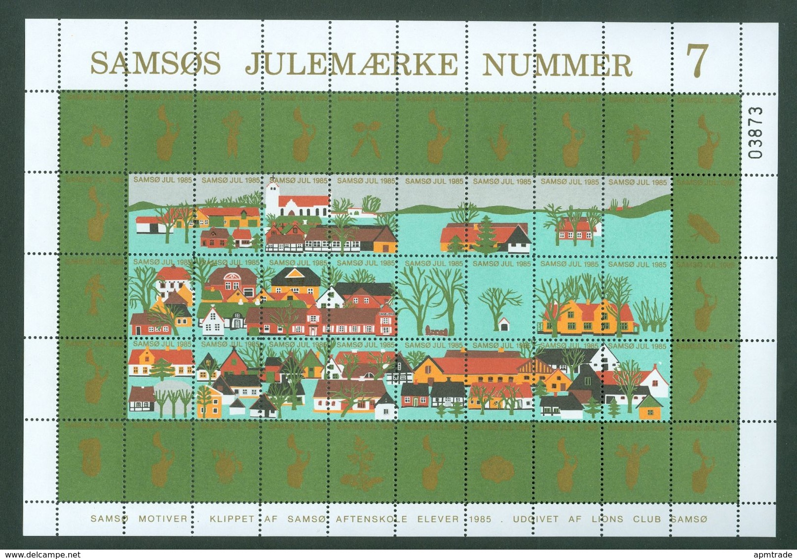 Denmark. Christmas Sheet Local Samso # 7 Lions Club 1985. Town,Farms - Ganze Bögen