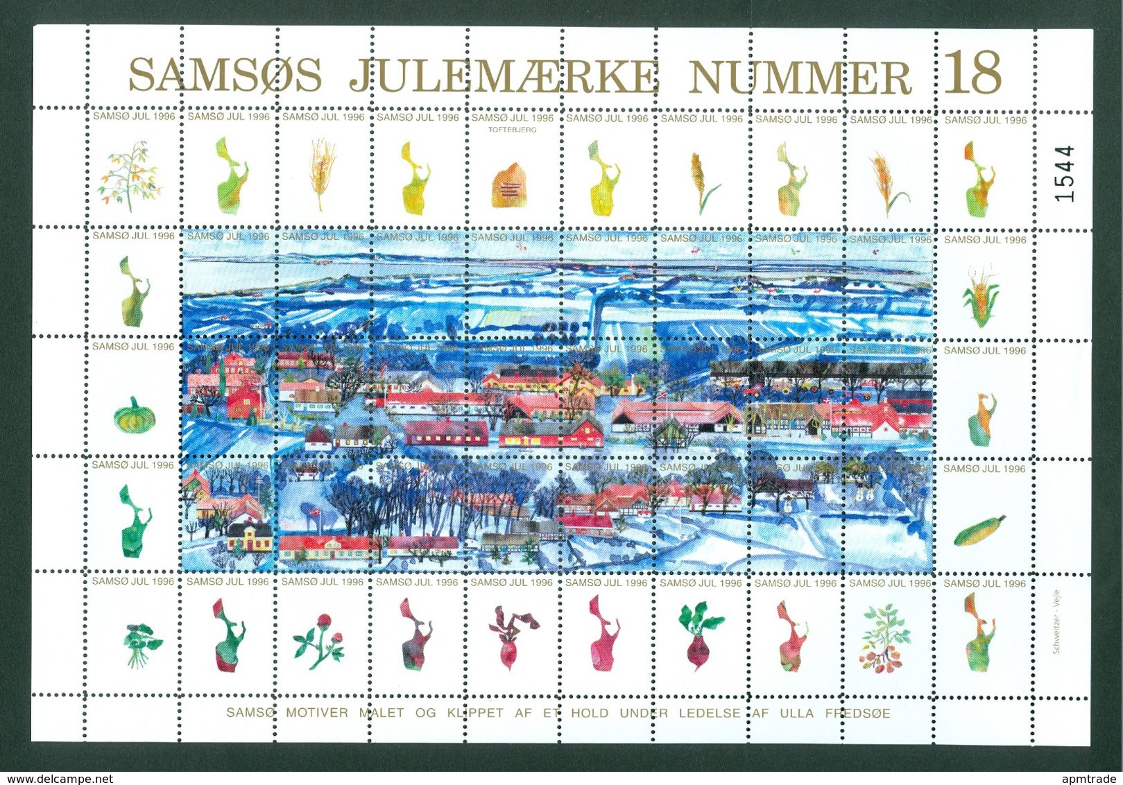 Denmark. Christmas Sheet Local Samso # 18. 1996. Town: Toftebjerg. Vegetables - Ganze Bögen