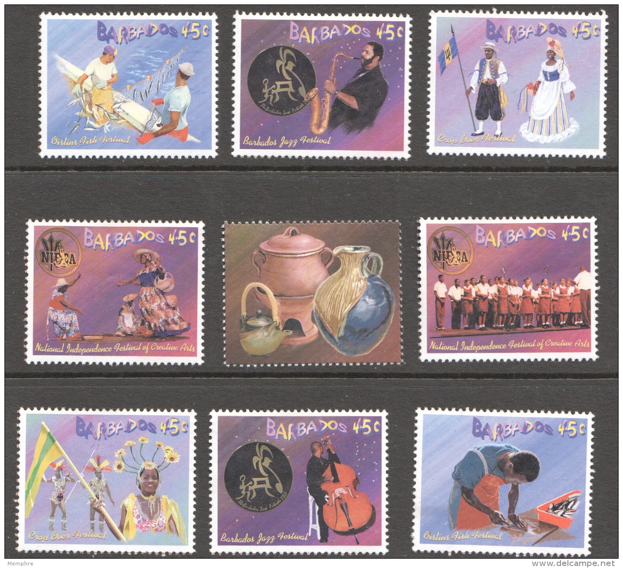 2003  Festivals  Set Of 8 + Label From Souvenir Sheet   MM - MH - Barbados (1966-...)