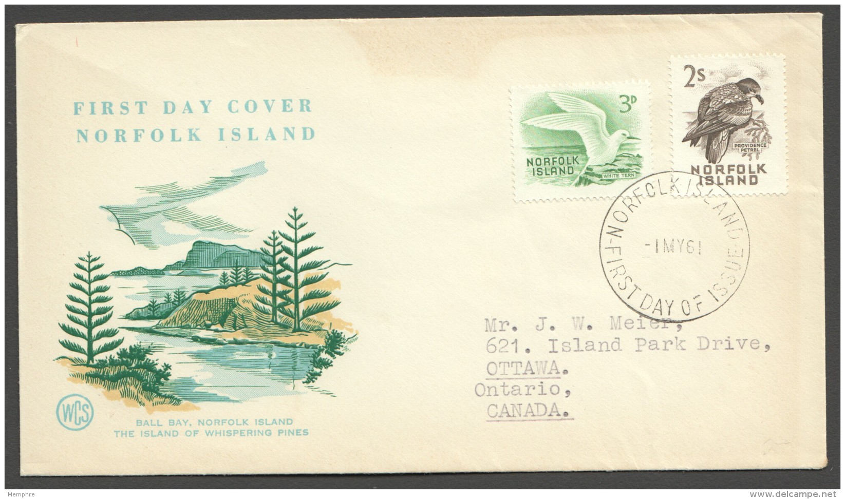 NORFOLK IS.  1961  Birds Tern, Petrel  SG 26, 32  FDC - Norfolk Island