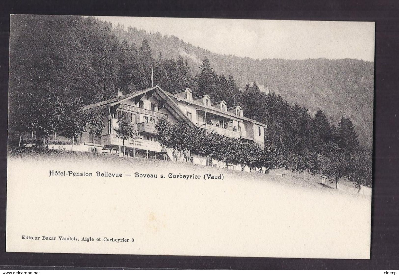 CPA SUISSE - BOVEAU S. CORBEYRIER ( Vaud ) - Hôtel Pension BELLEVUE - TB PLAN Etablissement ANIMATION - Corbeyrier