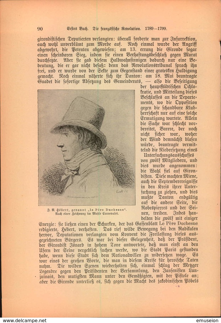 KD1689 - Stich - 1912 - Portrait Hebert Genannt Le Pere Duchesne - Estampes & Gravures