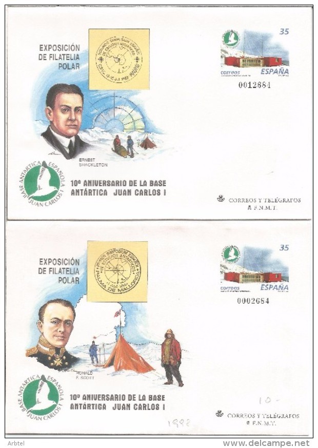 ANTARTIDA POLO SUR 5 ENTERO POSTAL SHACKLETON SCOTT AMUNDSEN BASE JUAN CARLO HESPERIDES SOUTH POLE ANTARCTIC - Polar Exploradores Y Celebridades