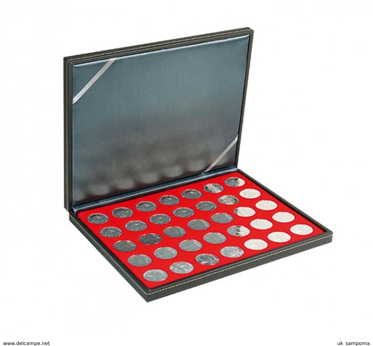 Lindner 2364-2111E NERA M Coin Case With A Light Red Insert With 35 Ound Compartments. Suitable For Coins With Ø Of 32, - Matériel