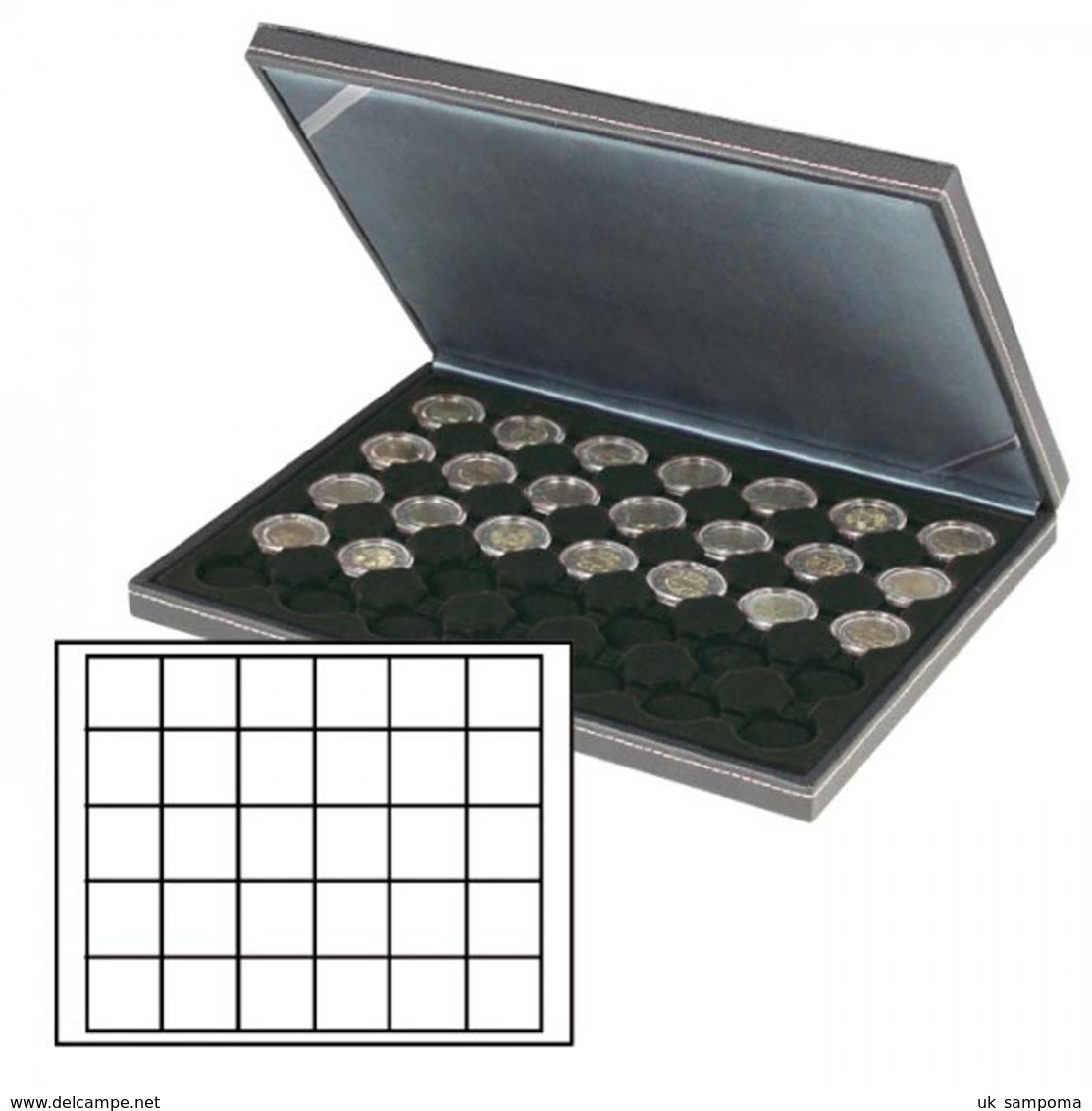 Lindner 2364-2115CE NERA M Coin Case With A Black Insert With 30 Square Compartments. Suitable For Coins Or Coin Capsule - Supplies And Equipment