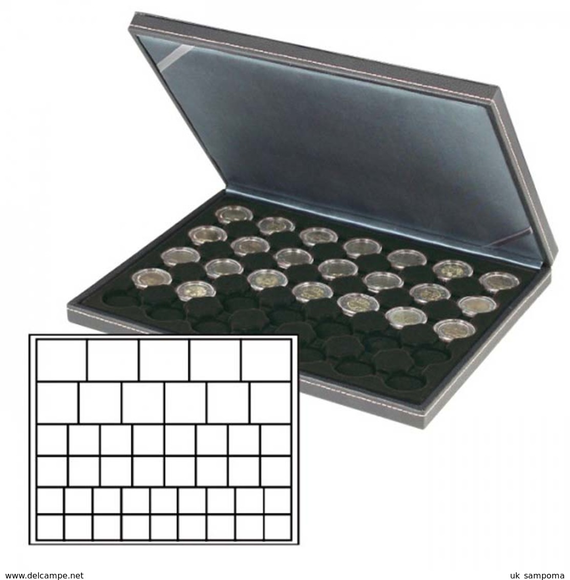 Lindner 2364-2145CE NERA M Coin Case With A Black Insert With 45 Square Compartments In Various Sizes. Suitable For Coin - Materiaal