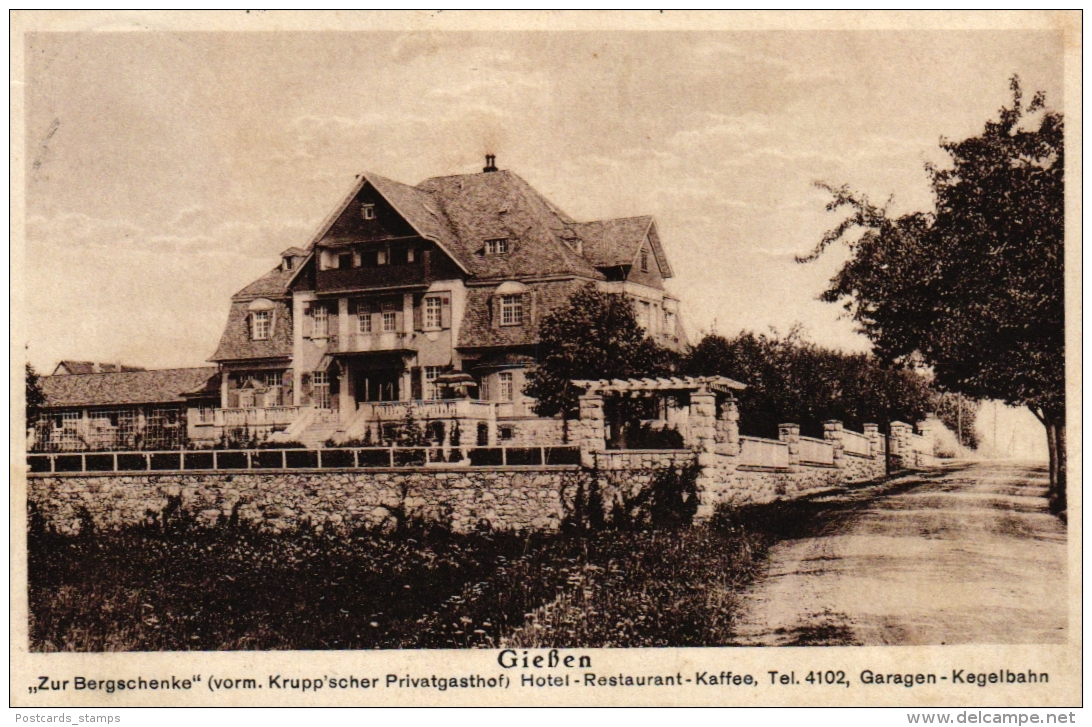 Giessen,  "Zur Bergschenke", Hotel-Restaurant-Cafe, Kegelbahn, 1934 - Giessen