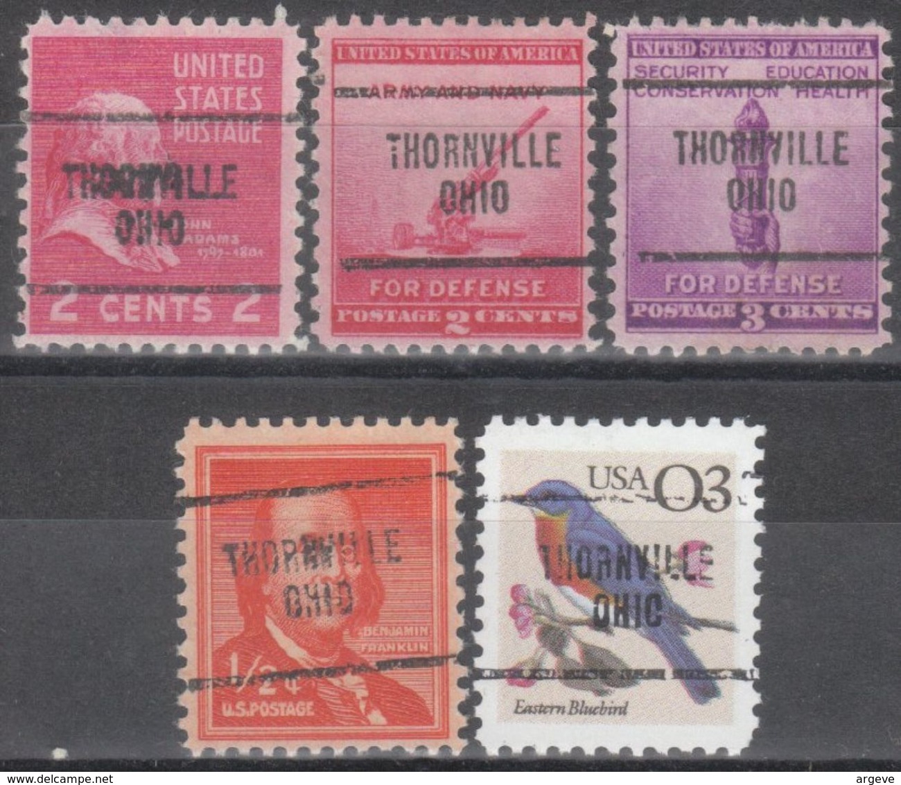 USA Precancel Vorausentwertung Preo, Locals Ohio, Thornville 704, 5 Diff. - Preobliterati