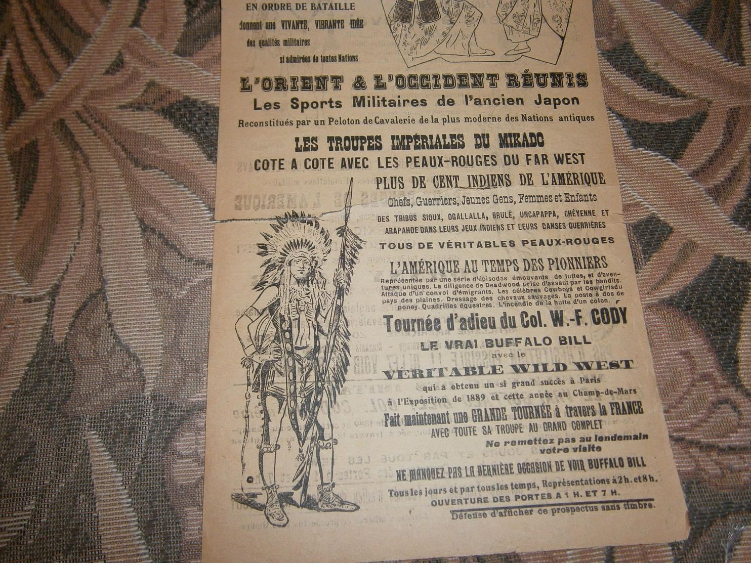 Original Prospectus Buffalo Bill's Wild West  / W. Cody Tournée France Lunéville 1905 - Programmes