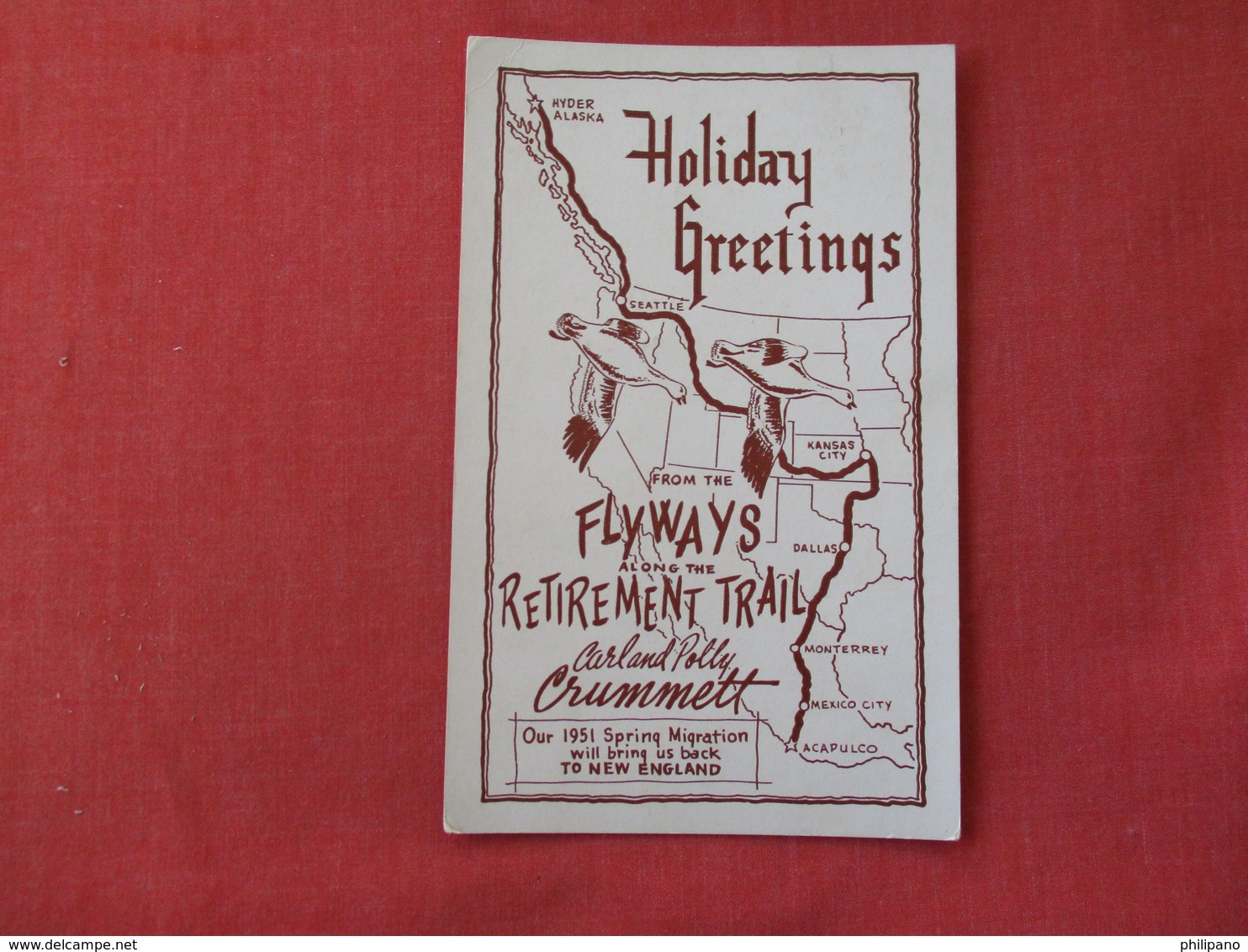 Flyways Retirement Trail Map Carl & Polly Crummett  Boston Mass.   -ref 2873 - Other & Unclassified