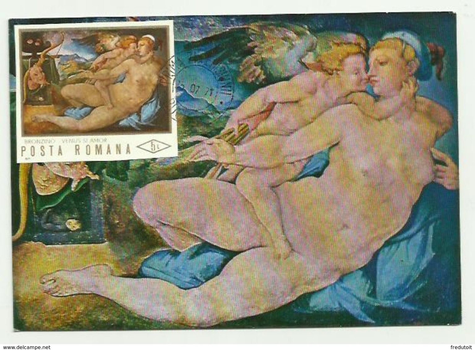 CARTE MAXIMUM - ROUMANIE - 1971 - BRONZINO , Vénus Et Amour (Tableaux) - Cartes-maximum (CM)