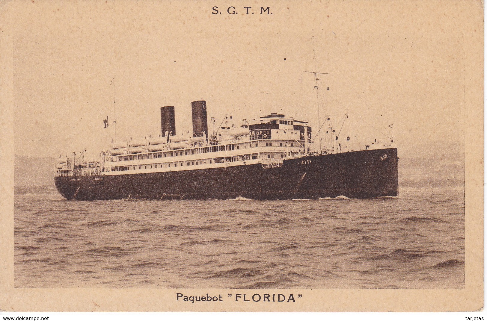 POSTAL DEL BARCO PAQUEBOT FLORIDA (BARCO-SHIP) S.G.T.M. (MARSEILLE-MARSELLA) - Cargos