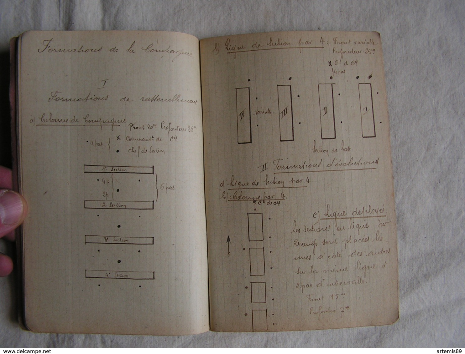 Ww1 Carnet De Poilu Eleve Aspirant 4eme Compagnie 4eme Section Novembre 1916 Croquis Instruction Militaire - 1914-18