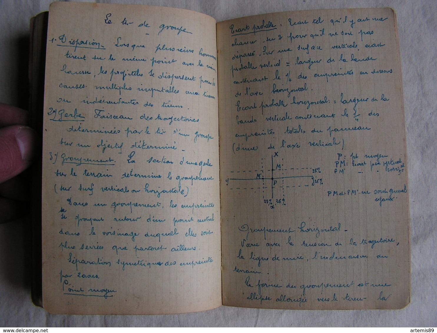 ww1 carnet de poilu eleve aspirant 4eme compagnie 4eme section novembre 1916 croquis instruction militaire