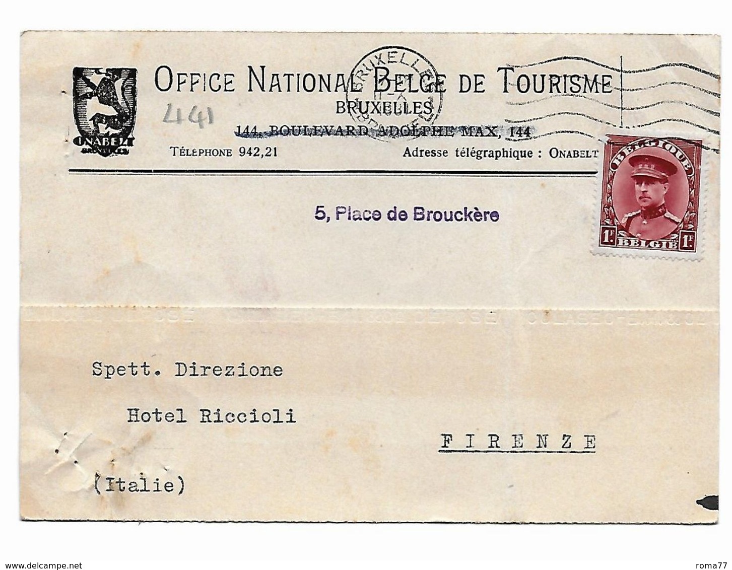 EDB441  - BELGIO , Lettera Per L'Italia Del 1931 - Storia Postale